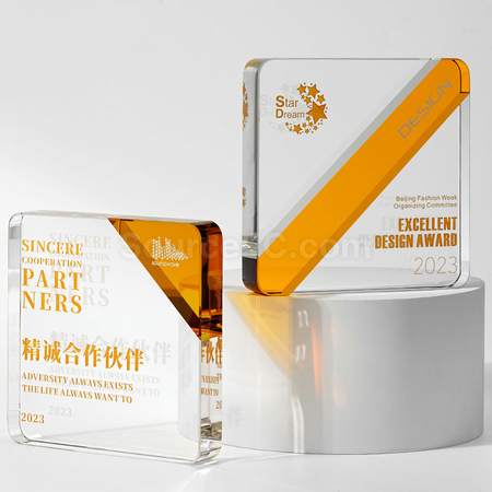 客製化兩色水晶獎座禮品