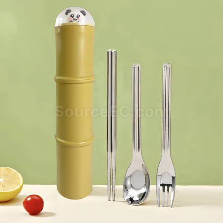 客製化貓熊不銹鋼餐具套裝禮品