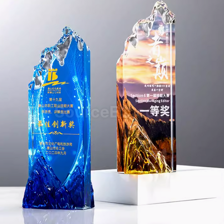 客製化創意山峰水晶獎座禮品
