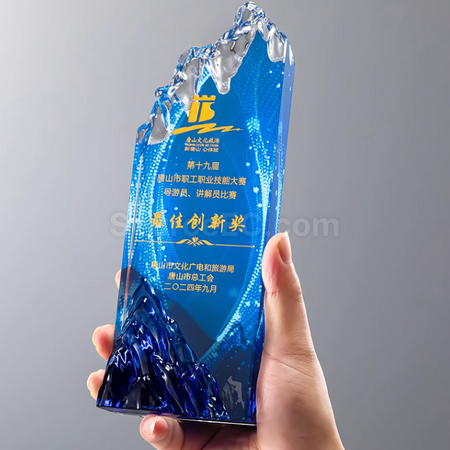 客製化創意山峰水晶獎座禮品