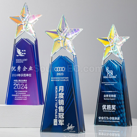 客製化炫彩水晶獎座禮品
