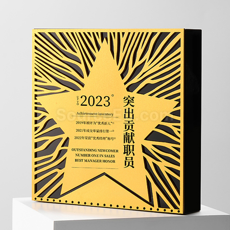 客製化正方形黑水晶金屬獎座禮品